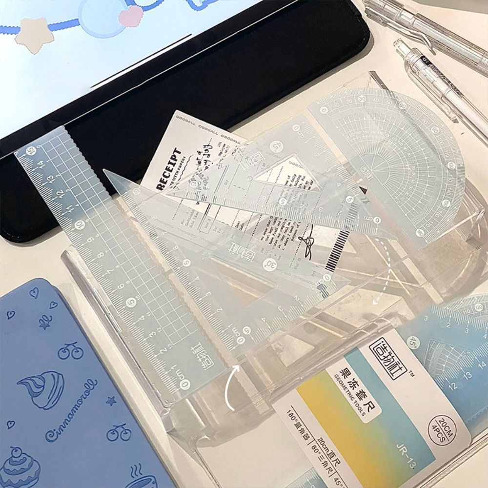 Ruler Set Transparent - 4 шт./компл., многофункциональный набор желейных линеек