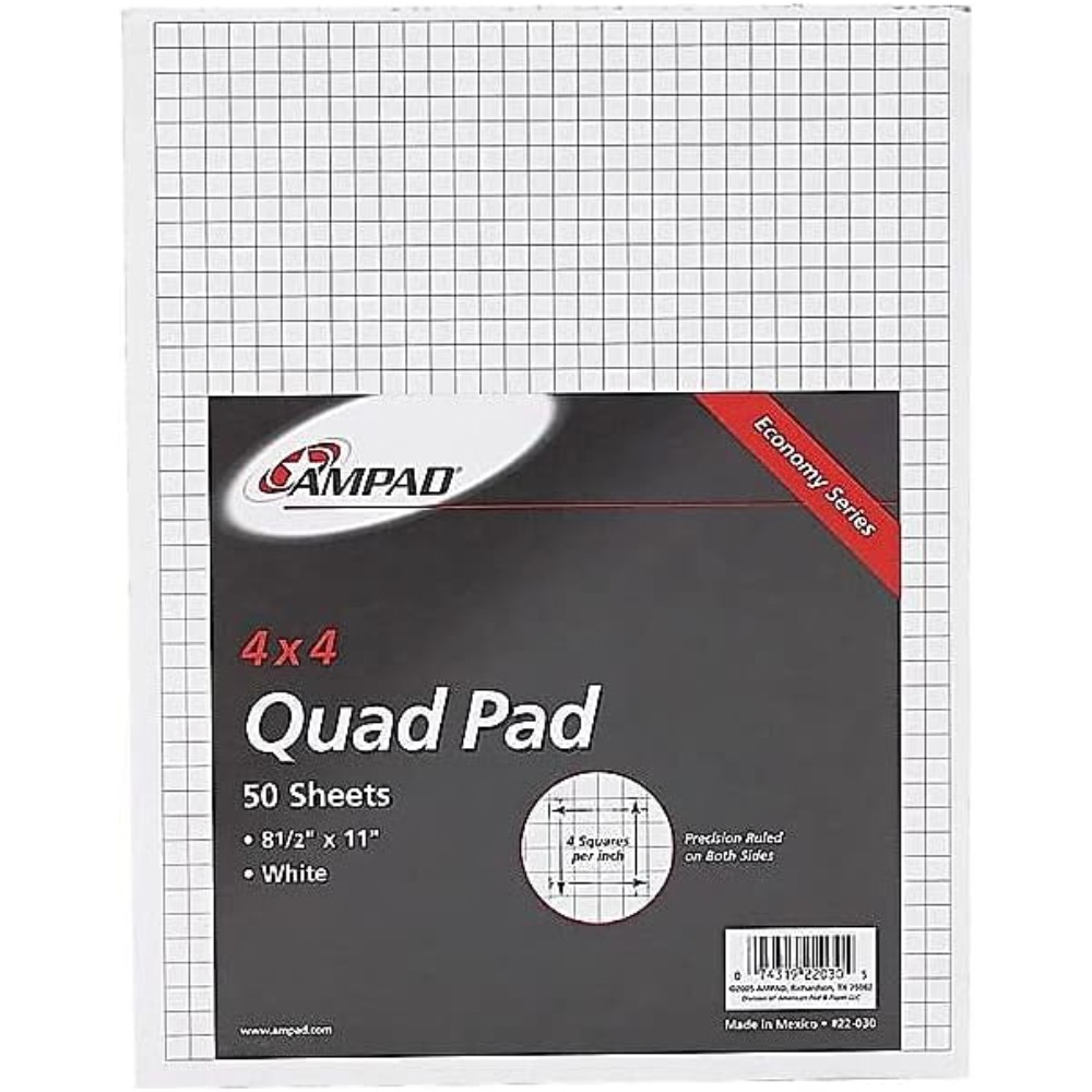 Блокнот с линовкой Quad Ruled, – обзор и цена Graph Paper Pad